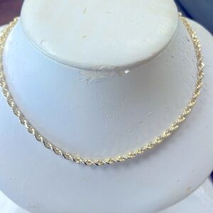NEW Solid 14K Gold Rope Necklace 24”